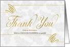 Referral Thank You Faux Gold Leaf on Silvery Damask Blank card