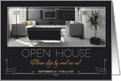 Open House Modern Interior Charcoal and Yellow Custom Date card