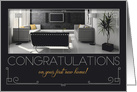 1st New Home Congratulation Modern Interior Charcoal card