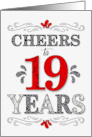 19th Birthday Cheers in Red White and Black Patterns card