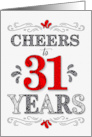 31st Birthday Cheers in Red White and Black Patterns card