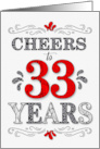 33rd Birthday Cheers in Red White and Black Patterns card