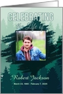 Celebration of Life Invitation Green Forest Pines PHOTO card