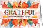 for Employees Grateful Thanksgiving Watercolor Leaves Business card