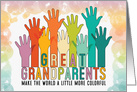 Grandparents Day for Great Grandparents Colorful Hands Raised card