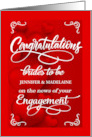 Gay Engagement Congratulations Hers and Hers Red Hearts Custom card
