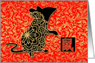 Year of the Rat Chinese New Year in Gold Black and Chinese Red card