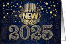 New Year 2024 Navy Blue and Gold Stars card