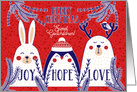 for Godchildren Christmas Woodland Creatures Red Blue White card