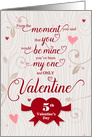 5 Valentine’s Days Together Romantic and Tender Red Heart card