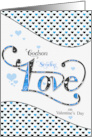 for Godson Sending Love on Valentine’s Day Blue and Black card