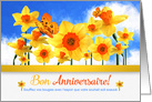 French Birthday with Daffodil Garden and Butterflies card