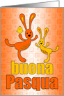 Italian Easter Orange and Yellow Easter Bunnies for Kids card