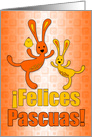 Spanish Easter Orange and Yellow Easter Bunnies for Kids card