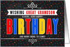 for Great Grandson Colorful Chalkboard Birthday Typography card
