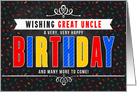 for Great Uncle Colorful Chalkboard Birthday Typography card