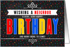 for Neighbor Colorful Chalkboard Birthday Typography card