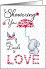 Get Well Showering You with Love Elephant and Spring Flowers card