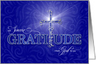 Christian Thank You Blue and Silver Cross Graditude Text card