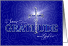 Christian WE Thank You Blue and Silver Cross Graditude Text card