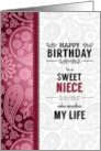 for Niece Birthday Pink Paisley with Retro Vintage Styling card