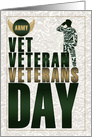 Army Veterans Day Green and Gold Salute card