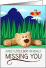 for Boy Really Missing You with Airplane and Teddy Bear card