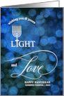 Business Light and Love Hanukkah Blue Bokeh Custom Name card