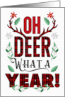 Oh DEER What a Year Fun Christmas Tartan Typography card
