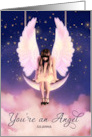 You’re and Angel Celestial Swinging on the Moon Custom Name card