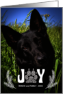 Joy Paw Print and Pines Pet Lover Holiday Vertical Photo card