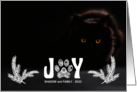 Joy Paw Print and Pines Cat Lover Holiday Horizontal Photo card