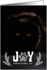 Joy Paw Print and Pines Cat Lover Holiday Vertical Photo card
