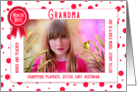 Thinking of the World’s Best Grandma Pink Polka Dots Photo card