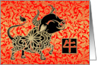 Year of the Ox Chinese New Year in Gold Black and Chinese Red card