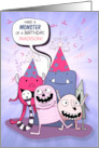 Young Girl’s Birthday Purple Cartoon Monsters with Custom Name card