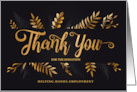 Donation Thank You Elegant Botanical on Black Custom card