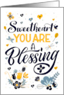 Sweetheart Birthday Blessings in Blue and Yellow Botanicals card