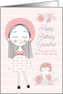 Grandmother’s Birthday Best Grandma in the World Pink Girl and Cat card