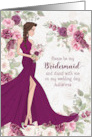 Bridesmaid Bridal Party Invitation in Plum Ranunculus Custom Name card