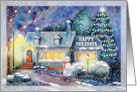 Happy Holidays Decorated Home with Winter Snowman card