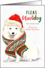 Business Japanese Spitz Fleas Navidog Christmas Dog Custom card
