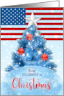for Colleague Patriotic Christmas Stars and Stripes Christmas Tree card