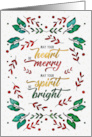 Christmas Merry and Bright Botanicals with Faux Gold Leaf card