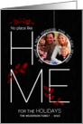 New Address Home for the Holidays Red and Black Christmas Photo card