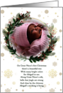 Great Niece’s 1st Christmas Botanical Wreath and Custom Photo card