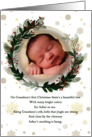 Grandson’s 1st Christmas Botanical Wreath and Custom Photo card