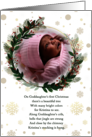 Godddaughter’s 1st Christmas Botanical Wreath Custom Photo card