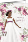 Flower Girl Request Brown Skin with Plum Ranunculus card