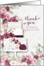 Cake Cutter Wedding Thank You with Plum Ranunculus card